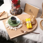 Decorative Wooden Serving Board - Pine Cutting Board - Ribbed Rainbow Shape - Tray - Boho Serving Platter - Breakfast Board for Bread, Cookies, Fruit, Coffee