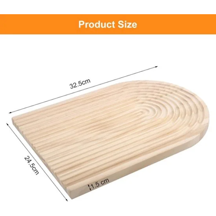 Decorative Wooden Serving Board - Pine Cutting Board - Ribbed Rainbow Shape - Tray - Boho Serving Platter - Breakfast Board for Bread, Cookies, Fruit, Coffee - Image 7