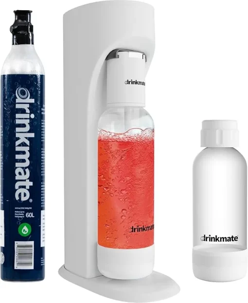 Drinkmate OmniFizz Sparkling Water and Soda Maker, Carbonates Any Drink, Special Bundle - Includes 60L CO2 Cylinder, Two Carbonation Bottles, and Fizz Infuser (Classic White) - Image 2