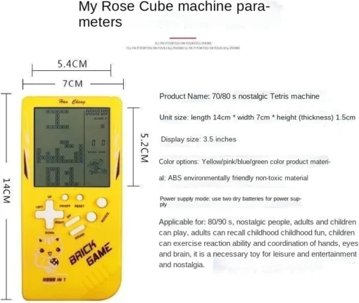 NC Classic Handheld Tetris Large Screen Digital Video Game Console - Image 6