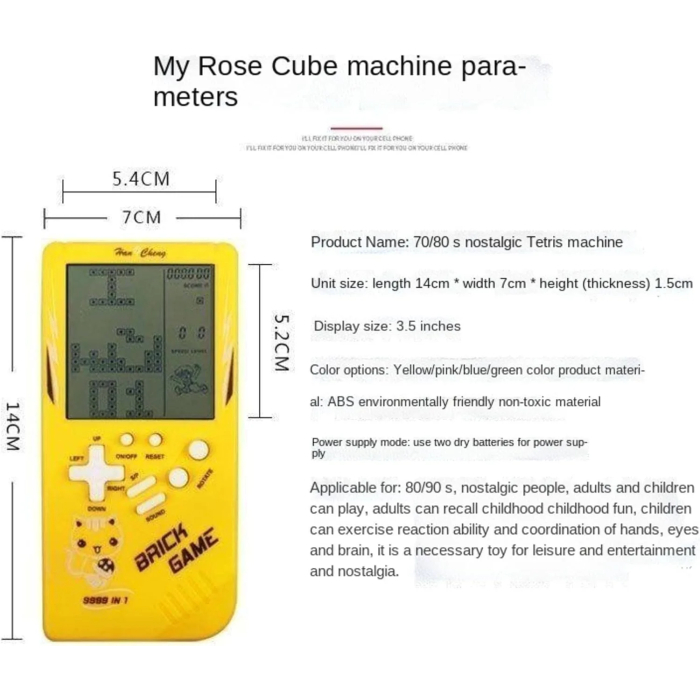 NC Classic Handheld Tetris Large Screen Digital Video Game Console - Image 6