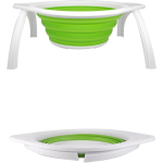 Collapsible Silicone Colander with Bracket, 4.5 Quart Kitchen Vegetable and Fruit Washing Basket, Drainer Tool (Green and Orange) - Image 2