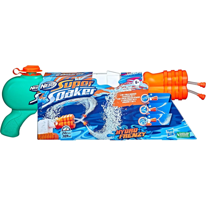 Nerf Super Soaker Hydro Frenzy Water Blaster, Wild 3-in-1 Soaking Fun, Adjustable Nozzle, 2 Water-Launching Tubes, for Kids Teens Adults - Image 3
