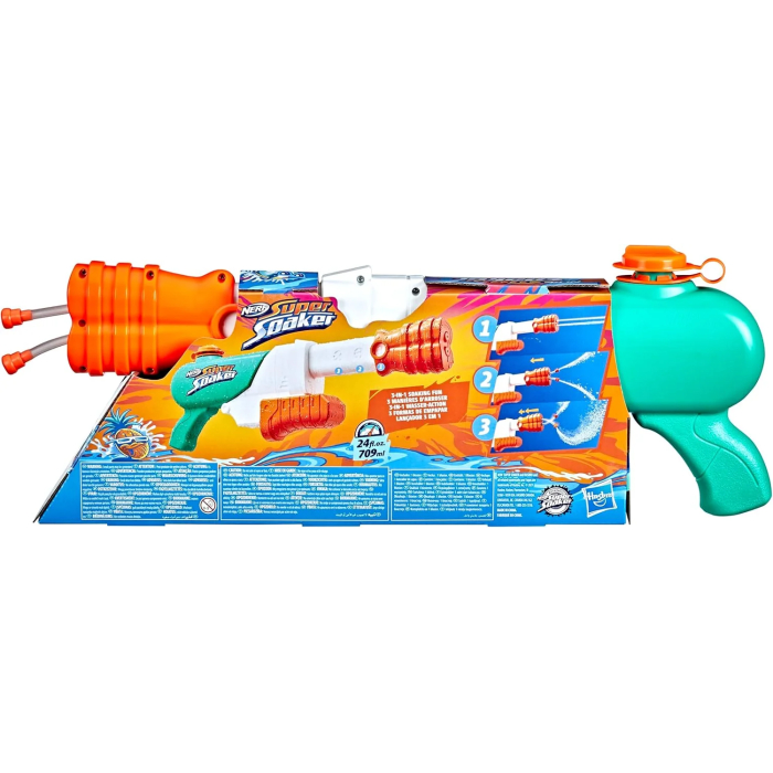Nerf Super Soaker Hydro Frenzy Water Blaster, Wild 3-in-1 Soaking Fun, Adjustable Nozzle, 2 Water-Launching Tubes, for Kids Teens Adults - Image 4