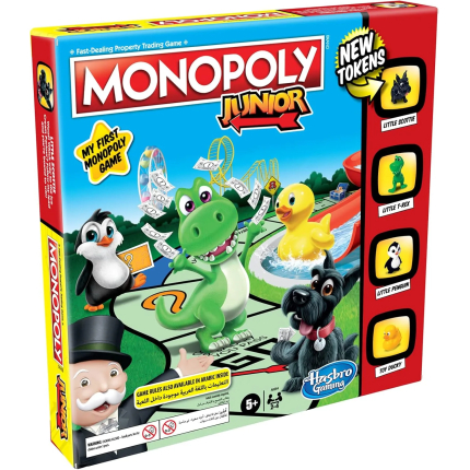 Monopoly Junior Board Game, Fun Monopoly Board Game for Kids Ages 5 and Up, Family Game for 2-4 Players
