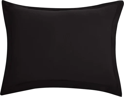 Amazon Basics Lightweight Microfiber 3-Piece Duvet Cover Set with Zipper Closure, Full/Queen, Black, Solid - Image 3