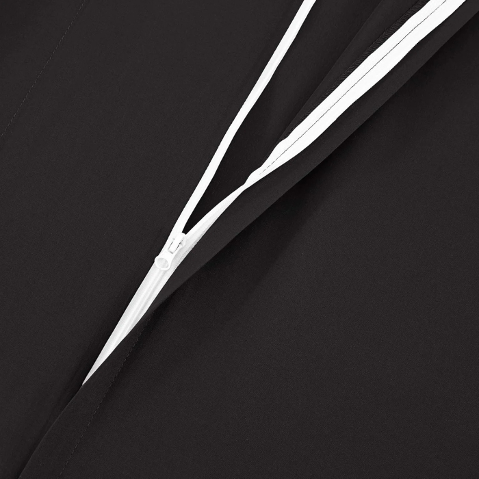 Amazon Basics Lightweight Microfiber 3-Piece Duvet Cover Set with Zipper Closure, Full/Queen, Black, Solid - Image 5