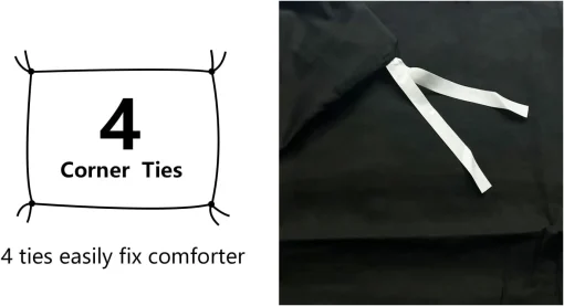 Amazon Basics Lightweight Microfiber 3-Piece Duvet Cover Set with Zipper Closure, Full/Queen, Black, Solid - Image 6