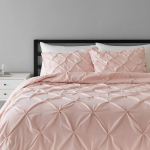 Amazon Basics Light-Weight Microfiber Pinch Pleat Duvet Cover Set - 3 Pieces, Full/Queen, Blush Pink, Geometric