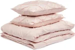 Amazon Basics Light-Weight Microfiber Pinch Pleat Duvet Cover Set - 3 Pieces, Full/Queen, Blush Pink, Geometric - Image 2