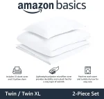 Amazon Basics Lightweight 2 Piece Microfiber Duvet Cover Set with Zipper Closure, Twin/Twin XL, Bright White, Solid - Image 2