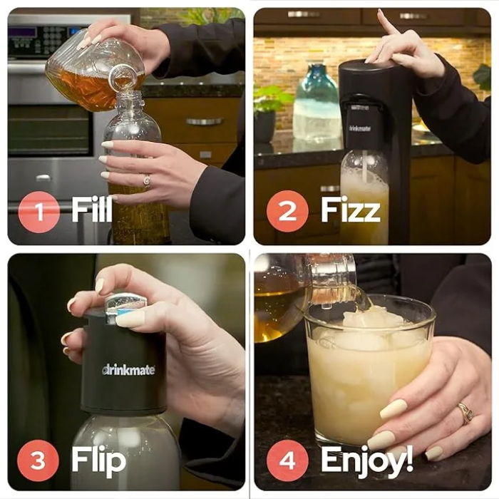 Drinkmate OmniFizz Sparkling Water and Soda Maker, Carbonates Any Drink, Special Bundle - Includes 60L CO2 Cylinder, Two Carbonation Bottles, and Fizz Infuser (Classic White) - Image 3