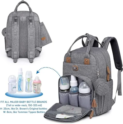 klineus Large Baby Changing Bag Backpack with Changing Mat and Pacifier Holder - Image 4