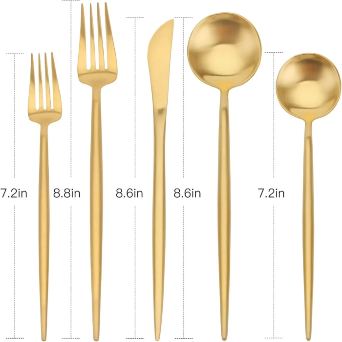 Matte Gold Silverware Set, sharecook 20-Piece Stainless Steel Satin Finish Flatware Set Service for 4, Kitchen Utensil Set, Tableware Cutlery Set for Home and Restaurant - Image 3
