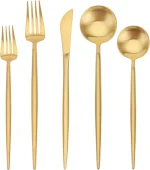 Matte Gold Silverware Set, sharecook 20-Piece Stainless Steel Satin Finish Flatware Set Service for 4, Kitchen Utensil Set, Tableware Cutlery Set for Home and Restaurant - Image 4