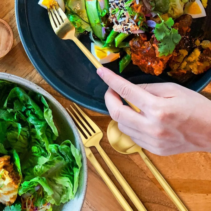 Matte Gold Silverware Set, sharecook 20-Piece Stainless Steel Satin Finish Flatware Set Service for 4, Kitchen Utensil Set, Tableware Cutlery Set for Home and Restaurant - Image 5