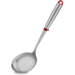 SUPOR Strainer Stainless Steel Colander Serving Spoons, Ladle Set Colander with Red Anti-scald Silicone Ring Kitchen Tool 14.4"x 4.8" (Silver) Skimmer Ladle - Image 2