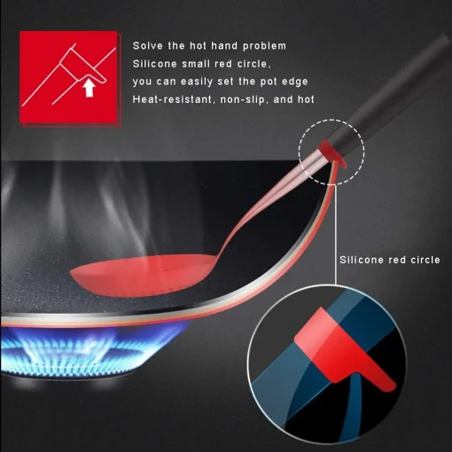 SUPOR Strainer Stainless Steel Colander Serving Spoons, Ladle Set Colander with Red Anti-scald Silicone Ring Kitchen Tool 14.4"x 4.8" (Silver) Skimmer Ladle - Image 4