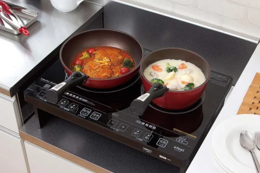 Iris Ohyama "Diamond - Coated" IH - Compatible Frying Pan Set with Removable Handles (Orange) - Image 3