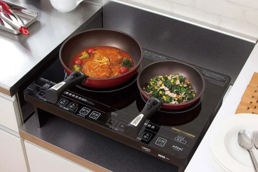 Iris Ohyama "Diamond - Coated" IH - Compatible Frying Pan Set with Removable Handles (Orange) - Image 5