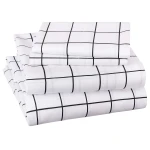 AmazonBasics College Dorm Microfiber Sheet Set with Elastic Pockets - Queen, Black Grid - Image 7