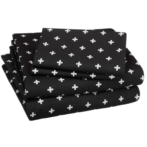 AmazonBasics College Dorm Microfiber Sheet Set with Elastic Pockets - Queen, Black Plus's - Image 2