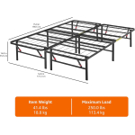 Amazon Basics Bed Frame with Storage, Foldable Metal Platform, Sturdy Steel, No Box Spring Needed, 14 inches High, Tool-Free Setup, Full Size, Black - Image 3