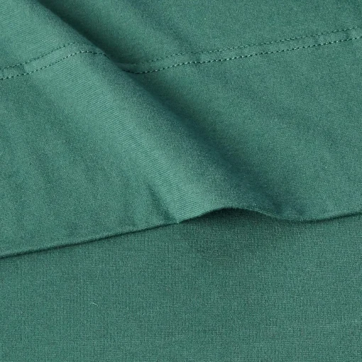 Amazon Basics Cotton Jersey 4-Piece Bed Sheet Set, Full, Dark Green, Solid - Image 4