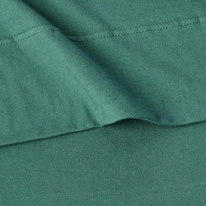 Amazon Basics Cotton Jersey 4-Piece Bed Sheet Set, Full, Dark Green, Solid - Image 4