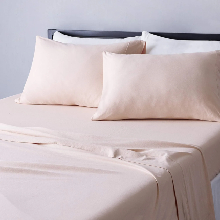 Amazon Basics 3 Piece Bed Sheet Set, 100% Cotton Jersey, Includes Super Soft, Flat and Fitted Sheets, Pillowcase, Twin,Blush, , Solid