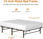 Amazon Basics Bed Frame with Storage, Foldable Metal Platform, Sturdy Steel, No Box Spring Needed, 14 inches High, Tool-Free Setup, Full Size, Black - Image 5