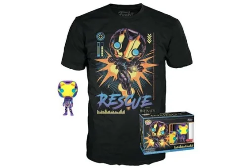 Funko Marvel Studios Avengers Endgame Rescue Blacklight Exclusive Pop! Vinyl Figure w/T-Shirt Bundle Size 2XL - Image 3