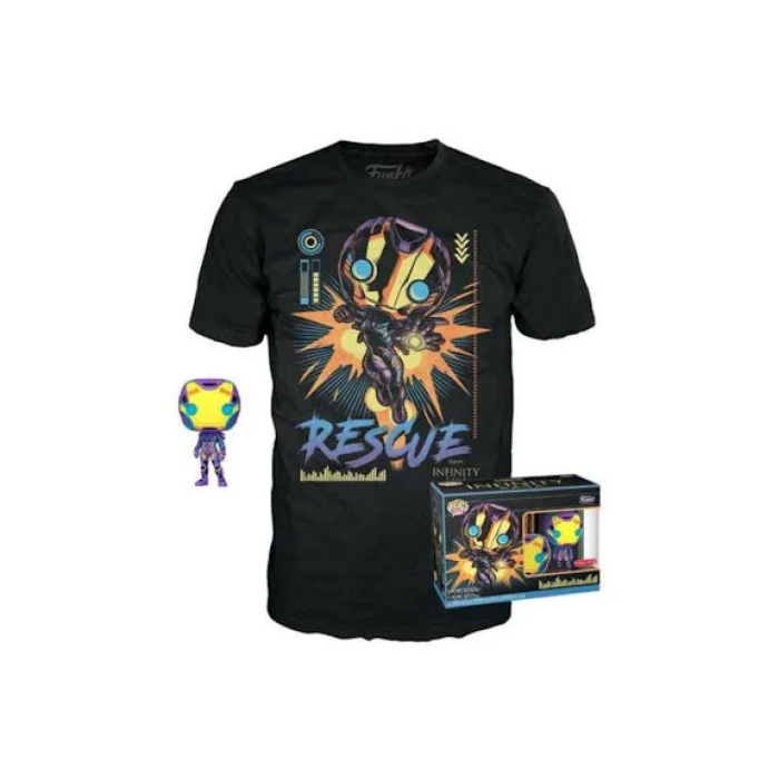 Funko Marvel Studios Avengers Endgame Rescue Blacklight Exclusive Pop! Vinyl Figure w/T-Shirt Bundle Size 2XL - Image 3