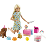 Barbie Doll (11.5-Inch Blonde) and Puppy Party Playset with 2 Pet Puppies, Dough, Cake Mold and Accessories, Gift for 3 to 7 Year Olds - Image 2