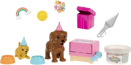 Barbie Doll (11.5-Inch Blonde) and Puppy Party Playset with 2 Pet Puppies, Dough, Cake Mold and Accessories, Gift for 3 to 7 Year Olds - Image 6