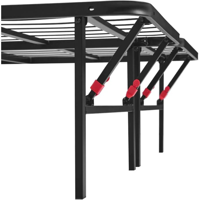 Amazon Basics Bed Frame with Storage, Foldable Metal Platform, Sturdy Steel, No Box Spring Needed, 14 inches High, Tool-Free Setup, Full Size, Black - Image 9