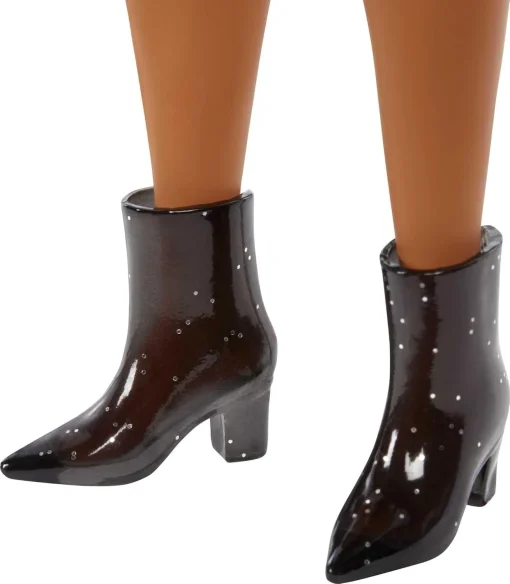 Barbie Fashionistas Doll #161, Curvy with Orange Hair, Pink Plaid Dress & Accessories Including Black Boots & Yellow Fanny Pack - Image 6