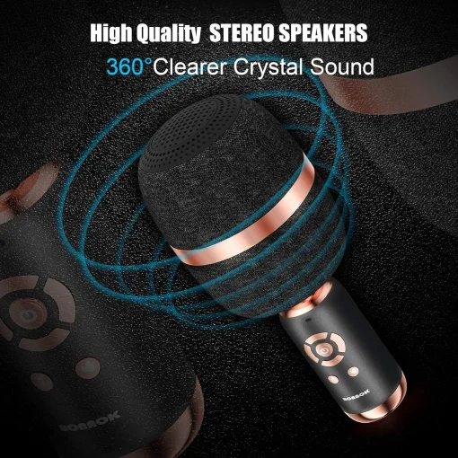 Karaoke Microphone, Wireless Handheld Bluetooth 5.0 TWS Portable Mic for Home, Party, Car, Outdoor (Single Mushroom Style, M97 Black) - Image 2