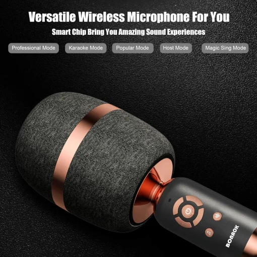 Karaoke Microphone, Wireless Handheld Bluetooth 5.0 TWS Portable Mic for Home, Party, Car, Outdoor (Single Mushroom Style, M97 Black) - Image 3