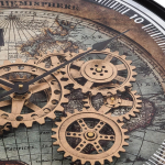 Wall clock WORLD MAP ANTIQUE with moving gears D. 60cm Formano - Image 5
