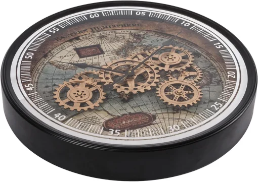 Wall clock WORLD MAP ANTIQUE with moving gears D. 60cm Formano - Image 7