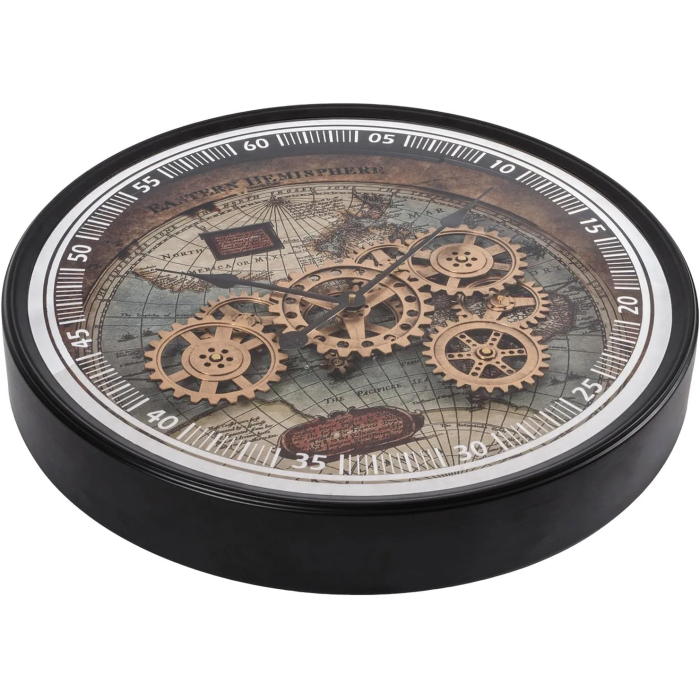 Wall clock WORLD MAP ANTIQUE with moving gears D. 60cm Formano - Image 7