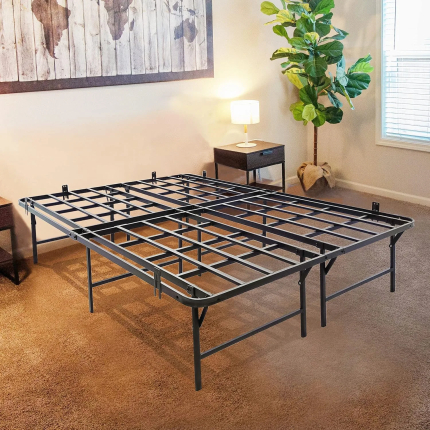 Tower Metal Bed Frame, King Size, 14" Height, Non-Slip Design, Silent Design, Metal Platform Bed, Easy Assembly, No Box Spring Required, Black (King)