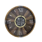 ATMOSPHERA Keane Mechanism Wall Clock 63cm Brown Technical Information: Dimensions: L. 63.5 x W. 8 x H. 63.5 cm Materials: Glass & MDF Specifics: Vintage & Useful Round wall clock Roman numerals - Image 4