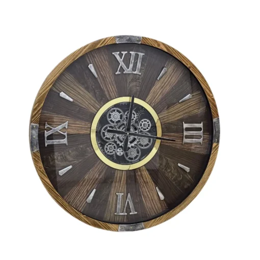ATMOSPHERA Keane Mechanism Wall Clock 63cm Brown Technical Information: Dimensions: L. 63.5 x W. 8 x H. 63.5 cm Materials: Glass & MDF Specifics: Vintage & Useful Round wall clock Roman numerals - Image 4