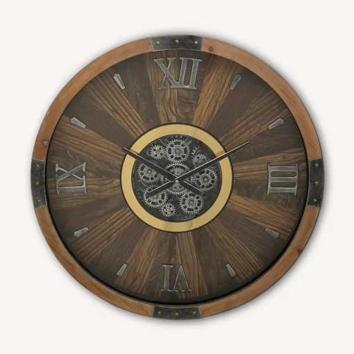 ATMOSPHERA Keane Mechanism Wall Clock 63cm Brown Technical Information: Dimensions: L. 63.5 x W. 8 x H. 63.5 cm Materials: Glass & MDF Specifics: Vintage & Useful Round wall clock Roman numerals - Image 6