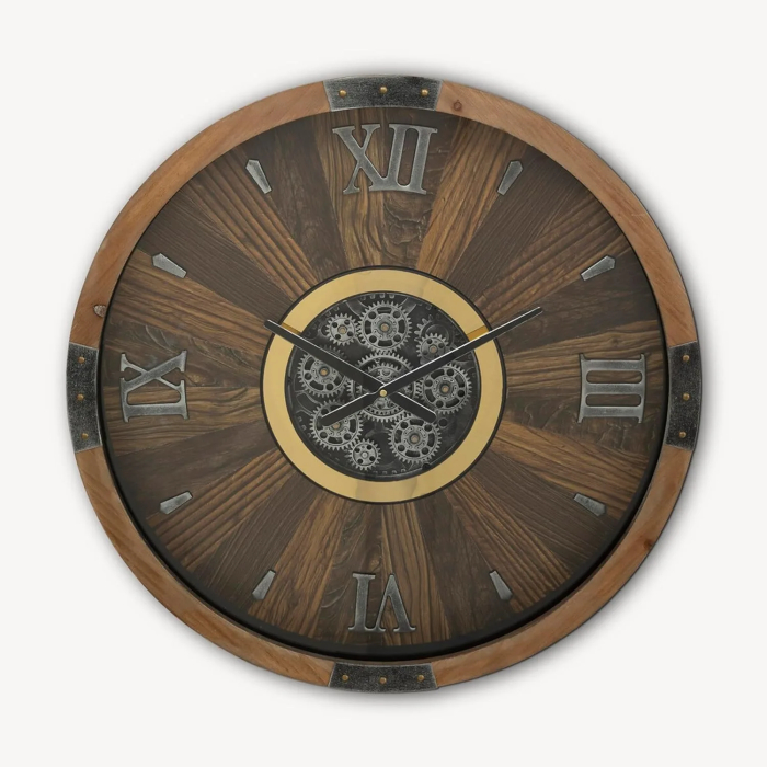 ATMOSPHERA Keane Mechanism Wall Clock 63cm Brown Technical Information: Dimensions: L. 63.5 x W. 8 x H. 63.5 cm Materials: Glass & MDF Specifics: Vintage & Useful Round wall clock Roman numerals - Image 6