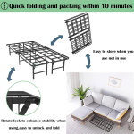 Tower Metal Bed Frame, King Size, 14" Height, Non-Slip Design, Silent Design, Metal Platform Bed, Easy Assembly, No Box Spring Required, Black (King) - Image 3