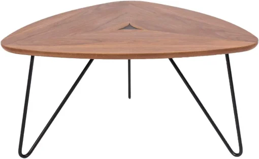 Amazon Brand - Rivet Triangular Coffee Table with Black Metal Legs, 40.6 x 83 x 81 cm, Walnut - Image 2
