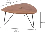 Amazon Brand - Rivet Triangular Coffee Table with Black Metal Legs, 40.6 x 83 x 81 cm, Walnut - Image 3